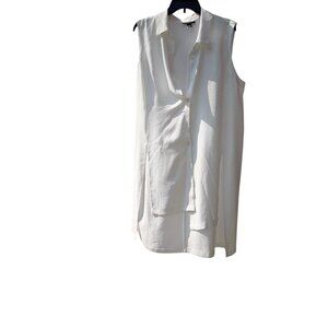 Sleeveless White Button-Down Blouse By Alfani Size 16